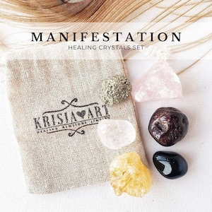 MANIFESTATION crystal set for attracting happiness, love, wealth, abundance crystal collection. Healing crystals manifest intentions spell