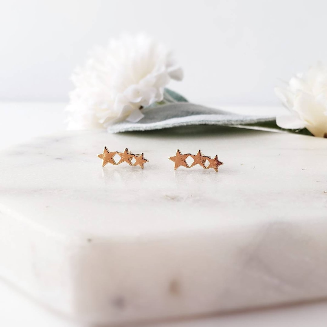 Gold Celestial Earrings for Women Star Studs Gold Falling Star Earrings