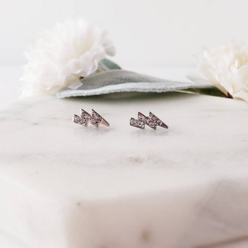 Lightening bolt earrings for women tiny stud earring set Double piercing small silver stud earrings for multiple piercings earring sets post