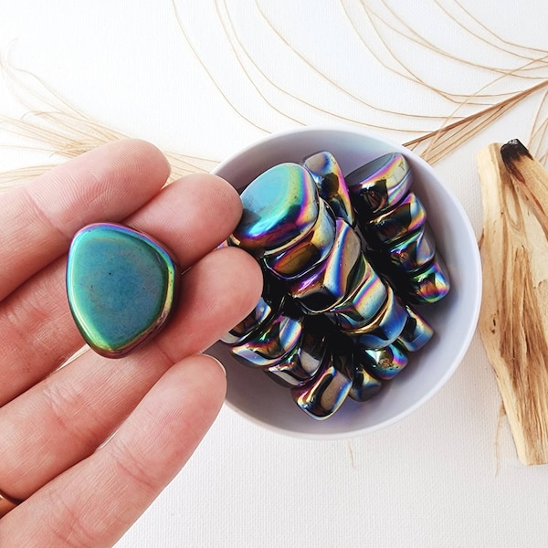 RAINBOW MAGNETIC HEMATITE tumbled rainbow hematite crystal gemstone magnet stone reiki healing root chakra crystals grounding balance