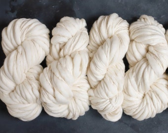 400g - 800g Thick and Thin Yarn hand spun merino, knitting yarn / weaving, crochet, dollmaking natural white