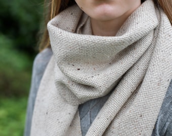 Tweed Merino scarf handwoven / handwoven scarf wrap / tube scarf / wool / scarf wool / weaving cowl - tweed