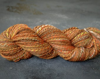 Hand spun yarn Merino - Silk / Art Yarn / hand-spun wool / caressing wool / effect yarn / autumn colors