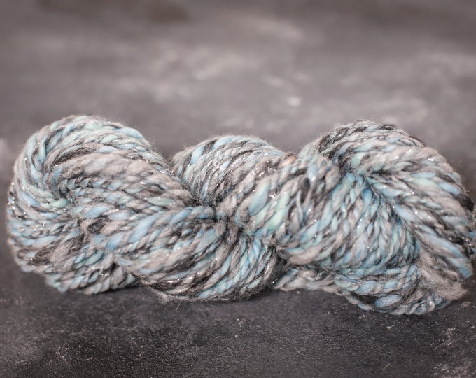 Yarn hand-spun blue with glitter
