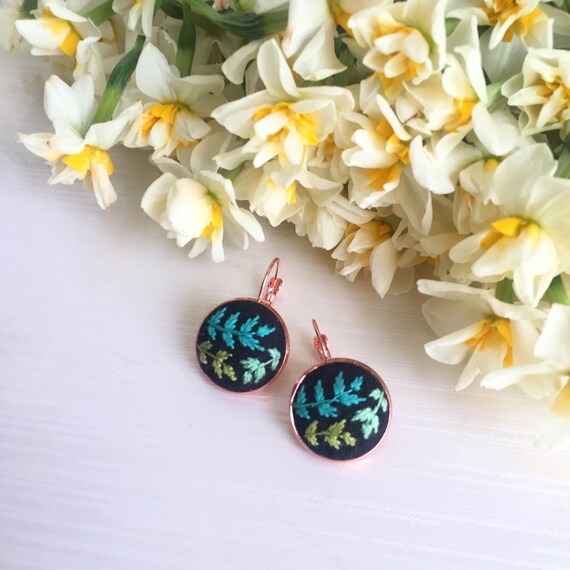 Embroidery Earrings Embroidery Jewelry Hand Embroidered Etsy