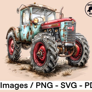 Tractor Clipart Farm Clipart Vintage Tractor PNG Image Green Tractor Vector Graphic SVG Tractor Sublimation Design Element HD Image Download