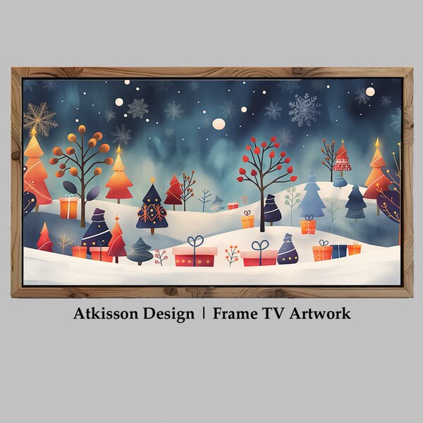 Christmas TV Art Frame TV Picture Contemporary Modern tv Art Colorful Palette tv Artwork Abstract Geometric Xmas Shapes Samsung Frame TV Art