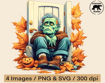 Frankenstein Monster Clipart Halloween PNG Classic Monster Vector Graphic SVG Cute Monster Transparent Background Files HD Image Downloads
