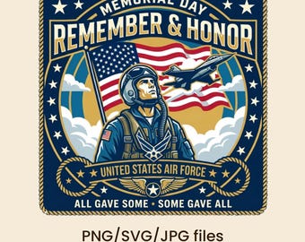 Dzień Pamięci USA Sił Powietrznych PNG, projekt, Pamiętaj i Honoruj, patriotyczna grafika do sublimacji, DTF, wydruk (natychmiastowe pobranie cyfrowe)