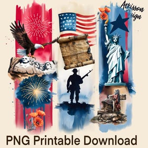Colagem de pinceladas patrióticas PNG Design de sublimação Quatro de julho PNG Clipart Americano png Design de camiseta Imagem Download digital instantâneo