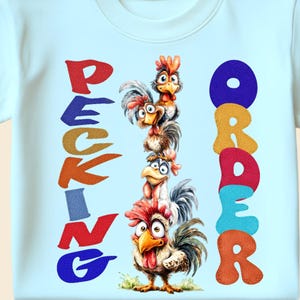 Diseño PNG de dibujos animados de gallinas divertidas, imagen prediseñada, archivo de diseño gráfico de sublimación SVG, uso comercial para camisetas, descarga digital instantánea