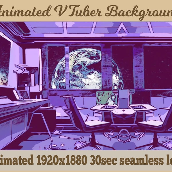 ANIMATED BACKGROUND/Cyberpunk Space Station/looped vtuber background/Twitch overlay/streamer asset