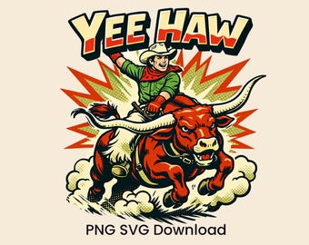 Vaquero montando toros archivo PNG SVG, diseño de sublimación de rodeo occidental, regalo imprimible para fanáticos del rodeo