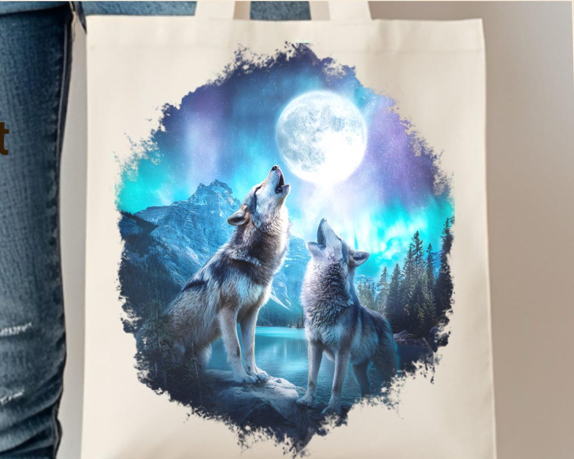 Wolves Howling at Moon PNG T-shirt Sublimation Design Mountains Clipart ...