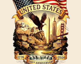 250. rocznica DNIA Niepodległości, projekt PNG, wizerunek Kapitolu Stanów Zjednoczonych, patriotyczna grafika do sublimacji, DTF, wydruk (natychmiastowe pobranie cyfrowe)