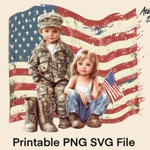 Militärische Kind Monat PNG Sublimation Design Amerikanische Flagge Clipart Clipart Staubfreie Vektor-T-Shirt-Design Sofortiger digitaler Download PNG-SVG-Dateien