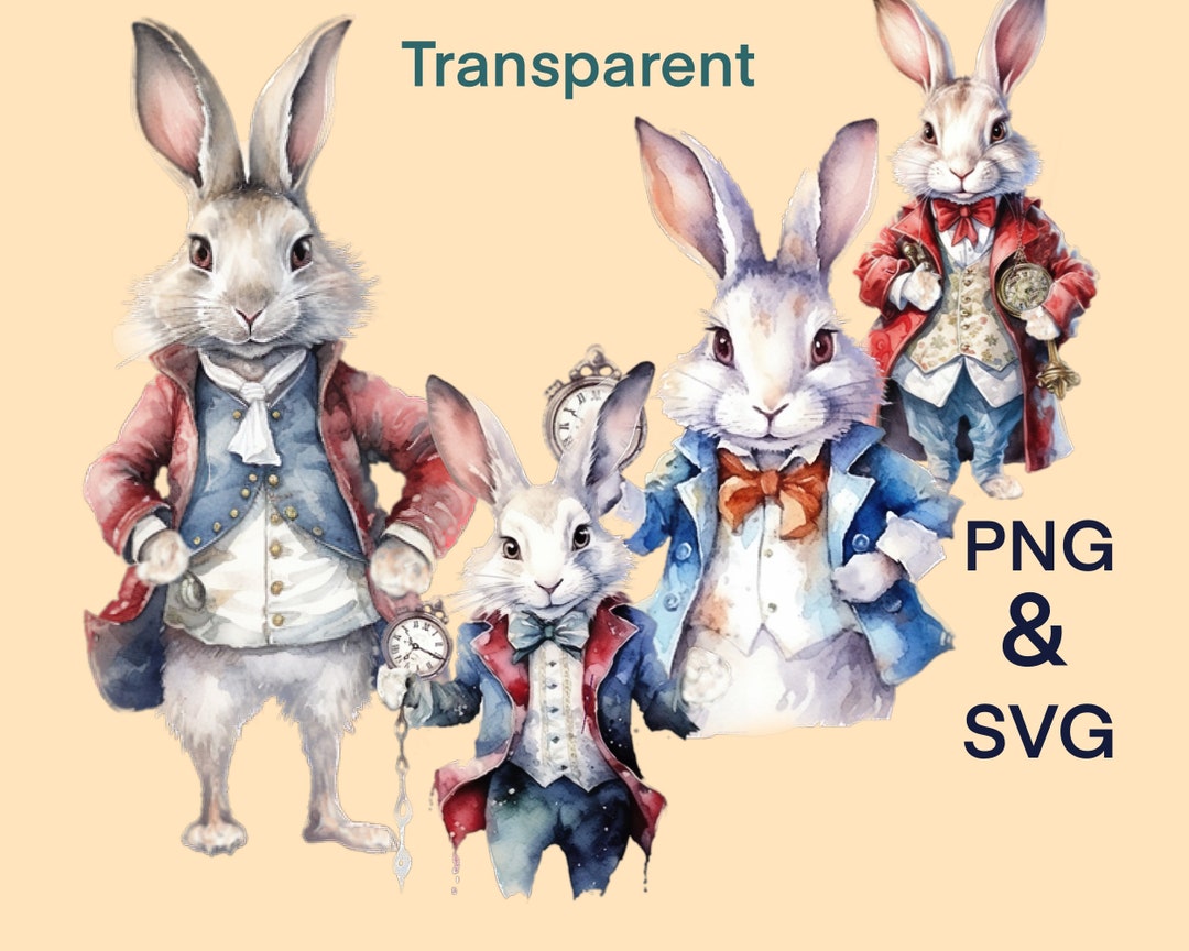 PNG, SVG White Rabbit, Vtuber Asset, Alice in Wonderland, All on ...