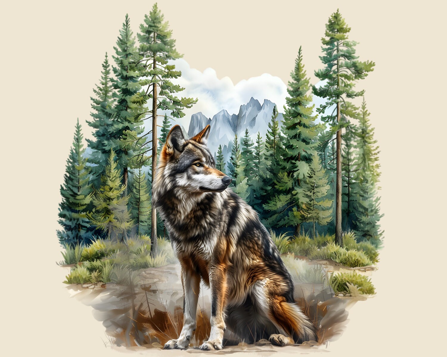 Wolf Clipart Howling Wolf SVG Wolf Png Mother and Wolf Cubs Transparent ...