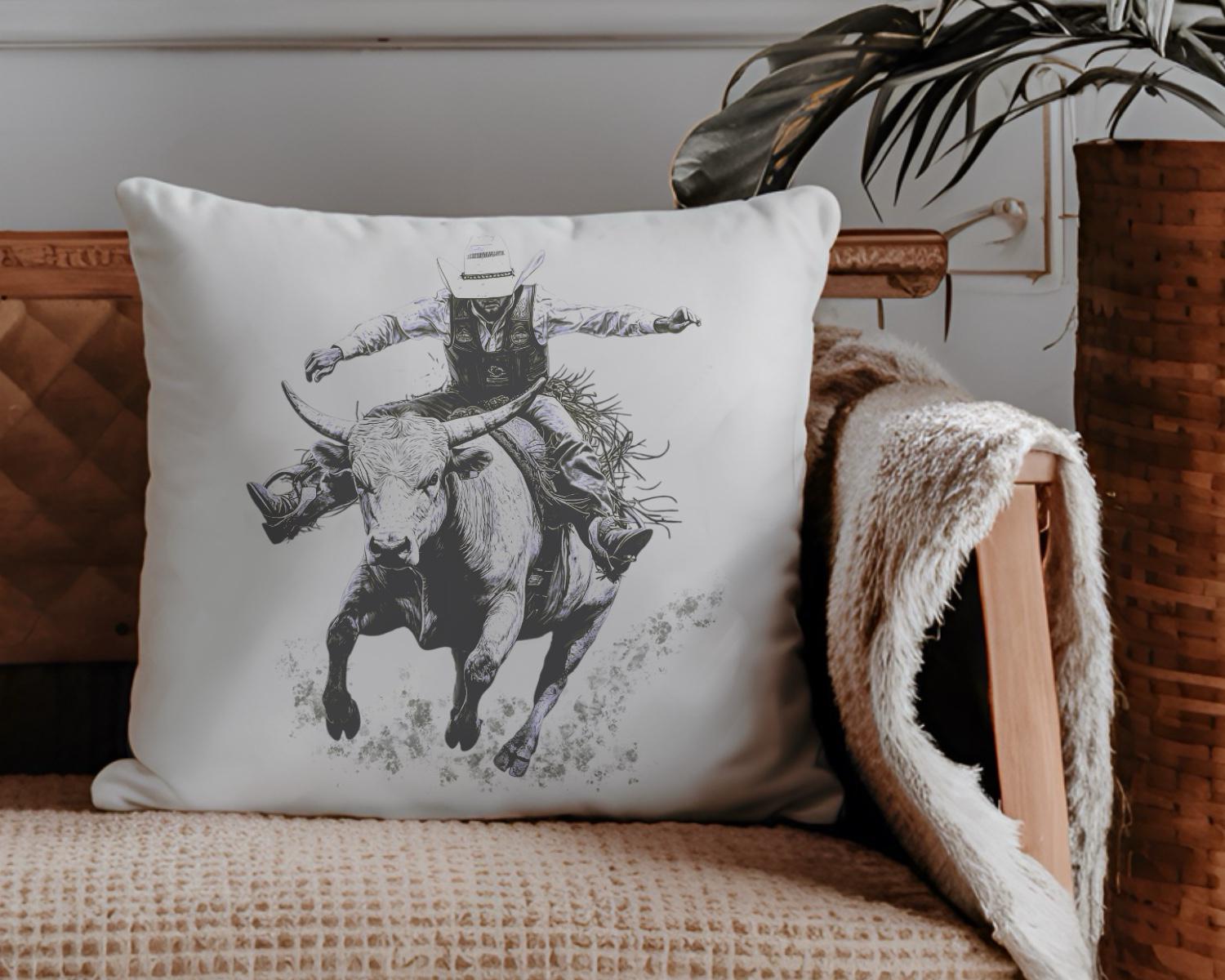 Western Rodeo Cowboy Bull Rider Clipart PNG Realistic Drawing ...