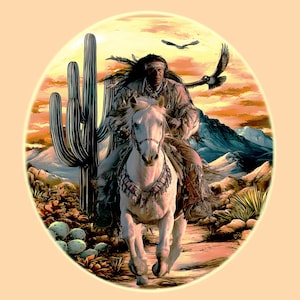 Indian Warrior Horse Desert Scene: PNG SVG Sublimation Design Clipart (Digital Download)