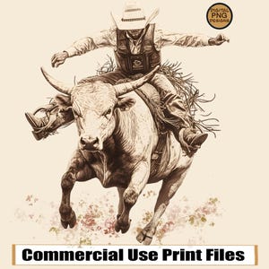 Western Rodeo Cowboy Bull Rider Clipart PNG Desenho Realista Sublimação Design Tons de Cinza para Laser png Design de Camiseta Download Instantâneo PNG