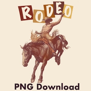Rodeo Cowboy Riding Bronco PNG Design Horse SVG File Sublimation Design T-shirt Design Printable PNG dtf Transfer Instant Digital Download