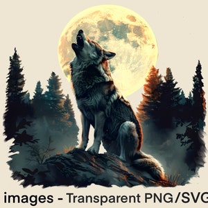 Wolf Clipart Howling Wolf SVG Wolf png Mother and Wolf Cubs Transparent png Grey Wolf Vector High Definition png Wolf Sublimation Designs