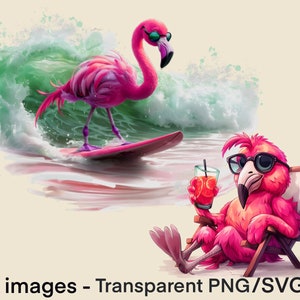 Pink Flamingo Clipart colorido antropomórfico transparente PNG para sublimación pájaro tropical dibujos animados animal flamenco vector SVG