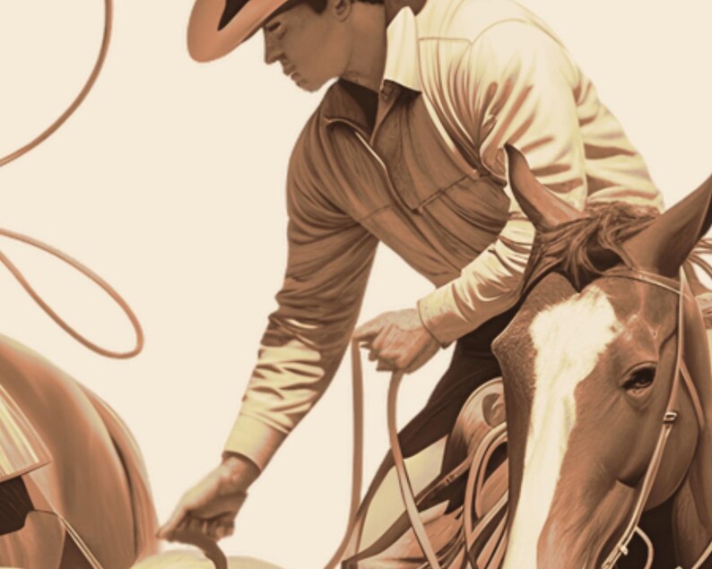 Cowboys Roping PNG Image Team Roping Digital Drawing Working Cow Horse ...