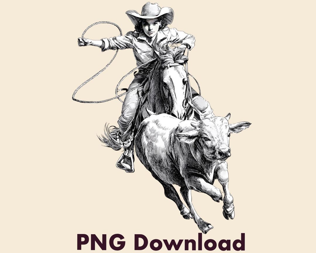 Western Roping Svg Western Rodeo Calf Roping PNG Design Cowgirl SVG File Sublimation ...
