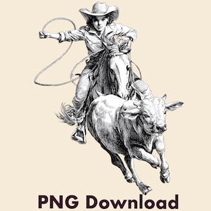 Western Rodeo Calf Roping PNG Design Cowgirl SVG File Sublimation Design T-shirt Design Printable PNG dtf Transfer Instant Digital Download