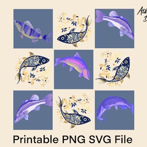 Sportvis PNG-sublimatieontwerp raster esthetische PNG-illustraties chinoiserie png T-shirtontwerp vrouwelijk instant digitale download png-bestand