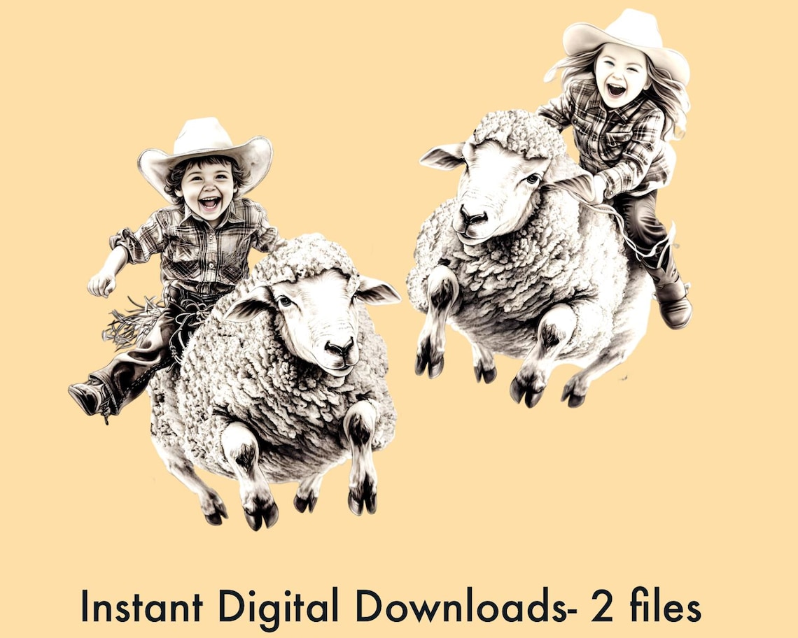 Kids Rodeo Event PNG Sublimation Design Mutton Busting Vector Clipart ...