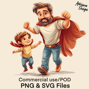 Vatertag PNG Sublimationsgrafik Held Papa & Sohn Clipart Bild Studio Ghibli T-Shirt Design Cartoon Sarkasmus Sofortiger digitaler Download Datei