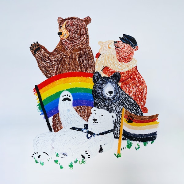 Bear Pride A5 Fine Art Print. LGBTQIA Queer Art.