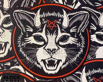 Demon Cat Vinyl Sticker. Moody Devil Gothic Stationary Decal. Decoration for notebooks, bottles or laptops
