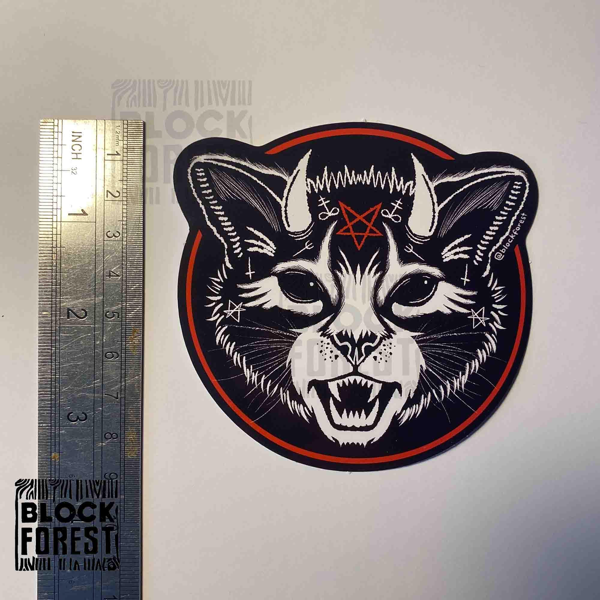 Demon Cat Vinyl Sticker. Moody Devil Gothic Stationary Decal ...