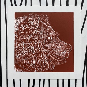 Bear Spirit Guide Linocut Print: Limited Edition Illustration