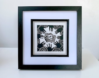 Seance Tarot Card Linocut Print: Spooky Dark Arts Wall Art