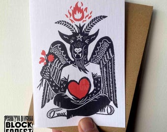 Baphomet Love Card: Gothic Love, Dark Arts Greetings Card