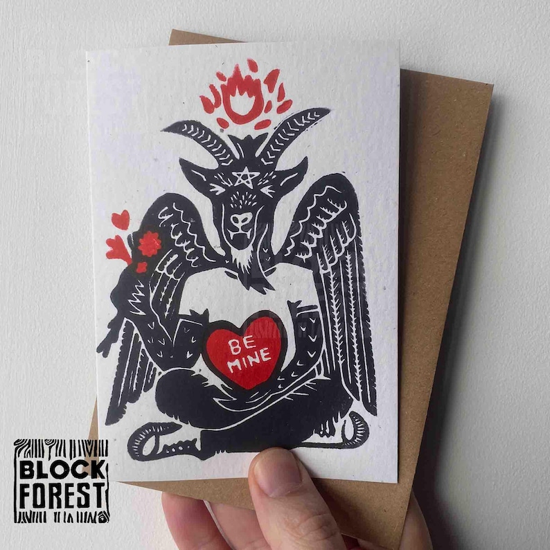 Baphomet Love Card: Gothic Love, Dark Arts Greetings Card image 3