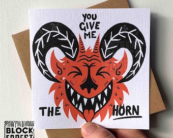 You Give Me the Horn Demon Valentines Card