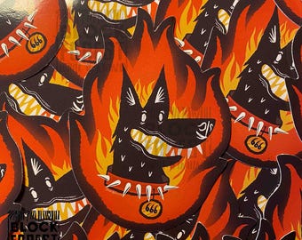 Cute HellHound Vinyl Sticker. Devil Good Boy Stationary Decal. Decoration for gothic and dark notebooks, bottles or laptops and more.
