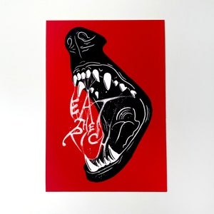 Eat The Rich Postcard. A6 Art Print. Political Leftist Wall Art.