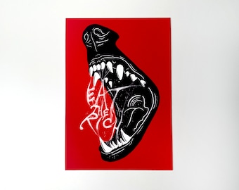 Eat The Rich Postcard. A6 Art Print. Political Leftist Wall Art.