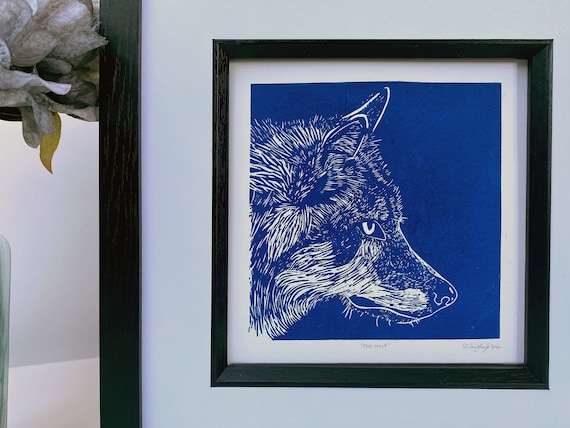 Wolf Linocut Print: Spirit Guide Linocut Illustration, Limited Edition