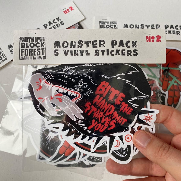 5 Vinyl Sticker Monster Pack #2. Gothic and Alternative Stationary Decal. Decoration for notebooks, bottles or laptops
