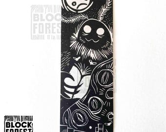 Mothman Bookmark. Horror Gothic Literature Book Worm Gift. Relief Print Art.