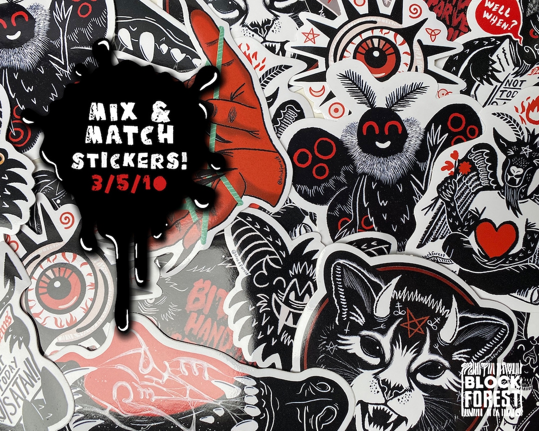 Creepy Vinyl Sticker Pack: Gothic Horror Decals - Mix & Match - Etsy