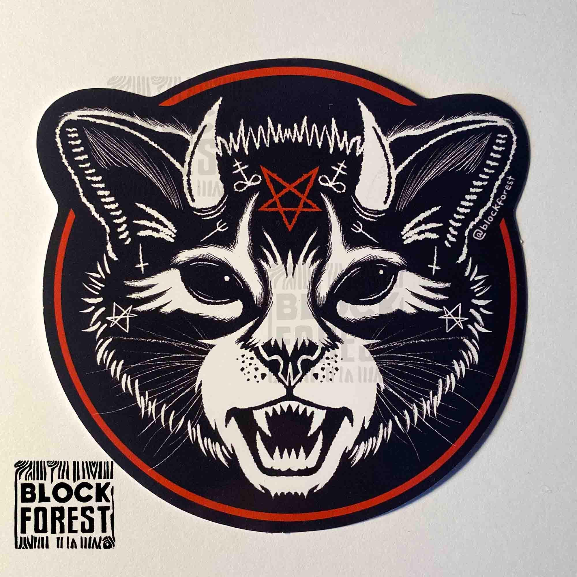 Demon Cat Vinyl Sticker. Moody Devil Gothic Stationary Decal ...